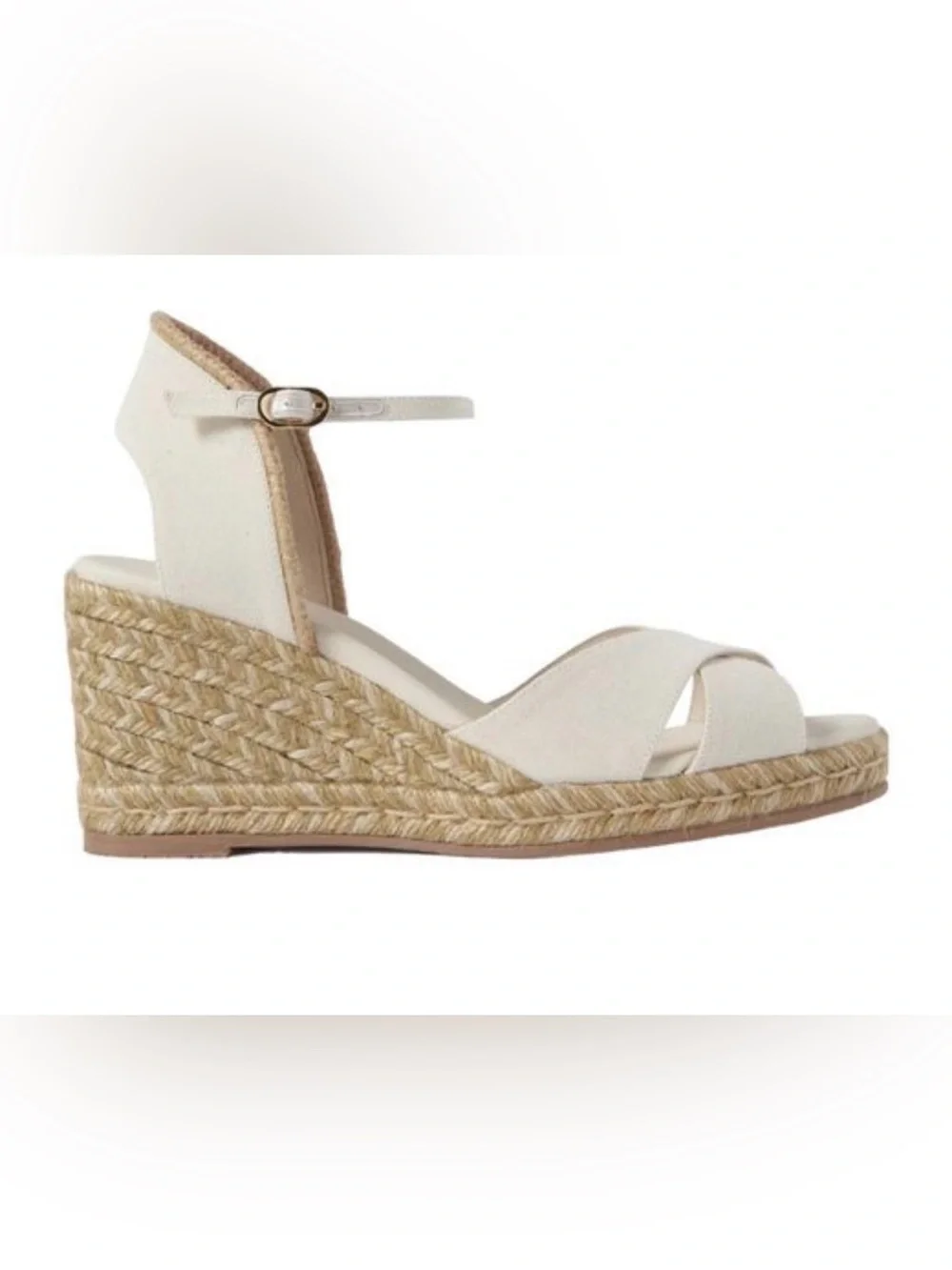 Stuart Weitzman Mirela canvas espadrille wedge sandals